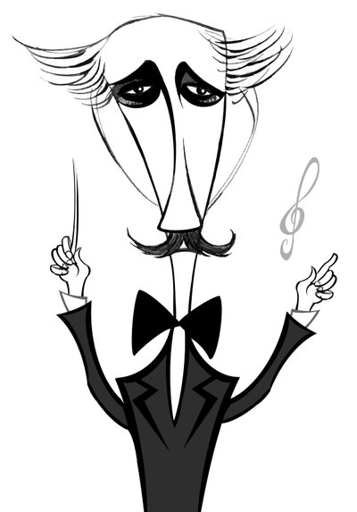 Arturo Toscanini, Italian conductor; caricature by Neale Osborne